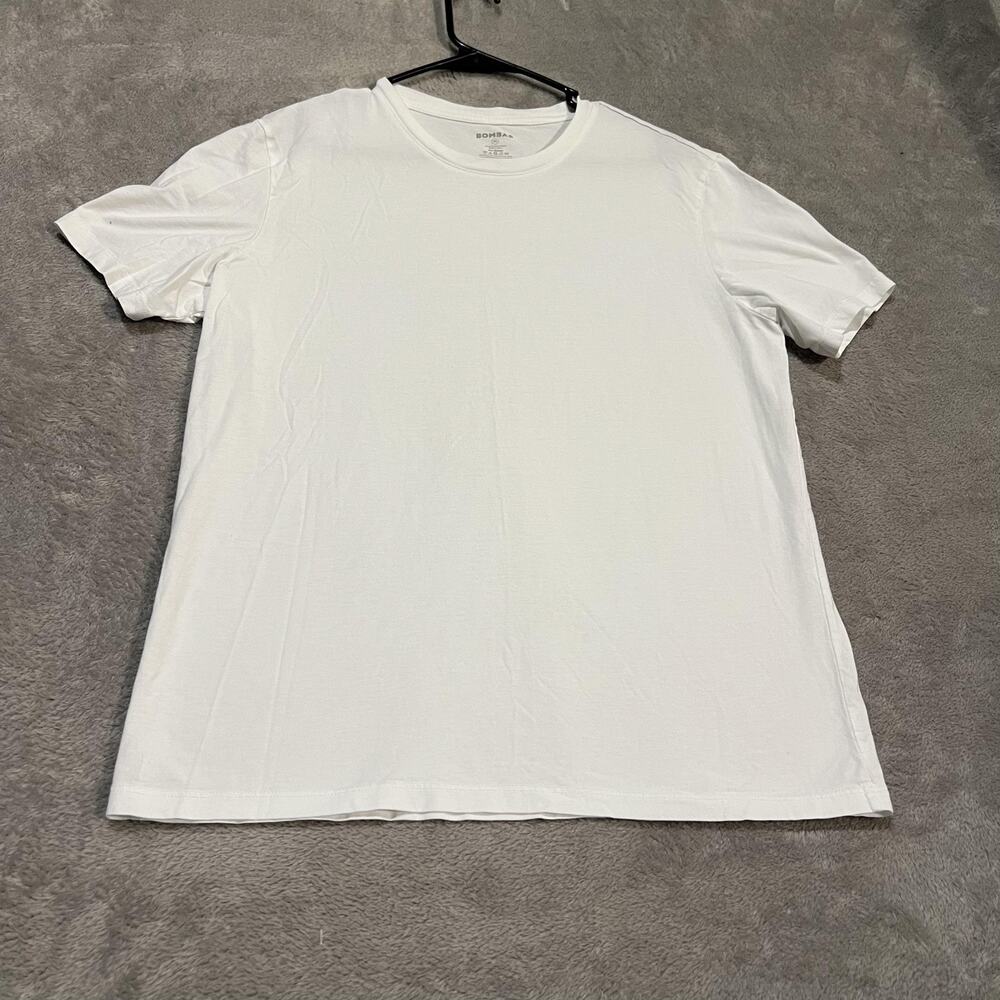 Bombas Shirt Mens Medium White Crewneck Short Sleeve Modal Blend Solid Tee
